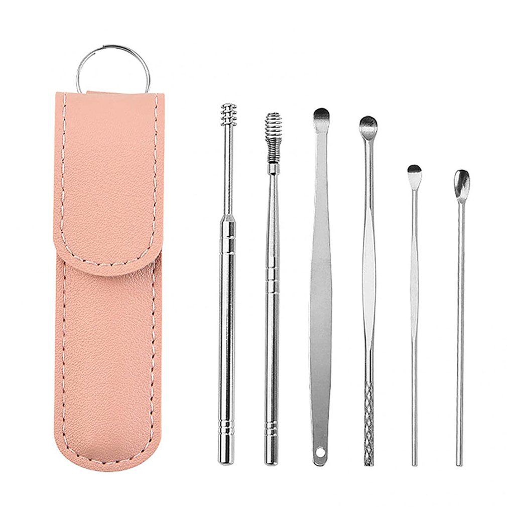Picture of 6 PCS Ear Pick Set Portable Ear Cleaner Set Stainless Steel With Leather Case