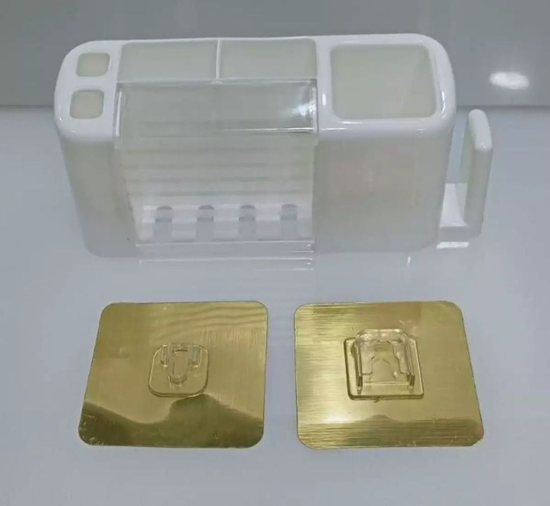 Picture of 1pcs Toothbrush holder punch-free modern minimalist rack wall-mounted toothbrush holder bathroom creative home family of four - bathroom corner shelf multicolor