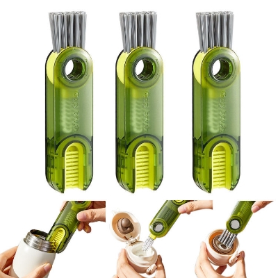 Picture of 3 in 1 Cup Lid Cleaning Brush Set Multifunctional Bottle Brush Cleaner Tiny Bottle Cup Lid Brush