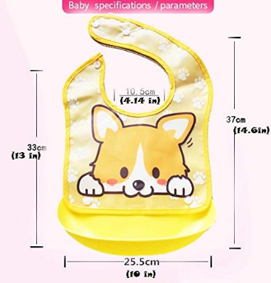 Picture of Silicone Removable Waterproof Bib Baby Weaning and Feeding Bib with Pelican Style Pocket 1pcs