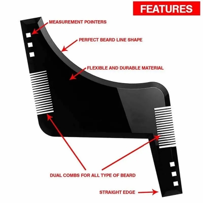 Picture of 1pc Men Beard Shaping Styling Template Comb Men's Beard Combs Beard Trim Templates Mustache Stencil Edge Control Beauty Tools