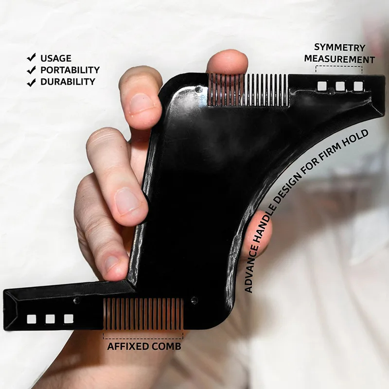 Picture of 1pc Men Beard Shaping Styling Template Comb Men's Beard Combs Beard Trim Templates Mustache Stencil Edge Control Beauty Tools