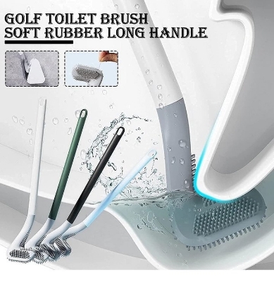 Picture of L- Shape Toilet Brush Golf Brush Head Toilet Cleaner Brush Flexible Deep Cleaning Silicone Toilet Cleaning Brush (Multi-Color) 1pcs