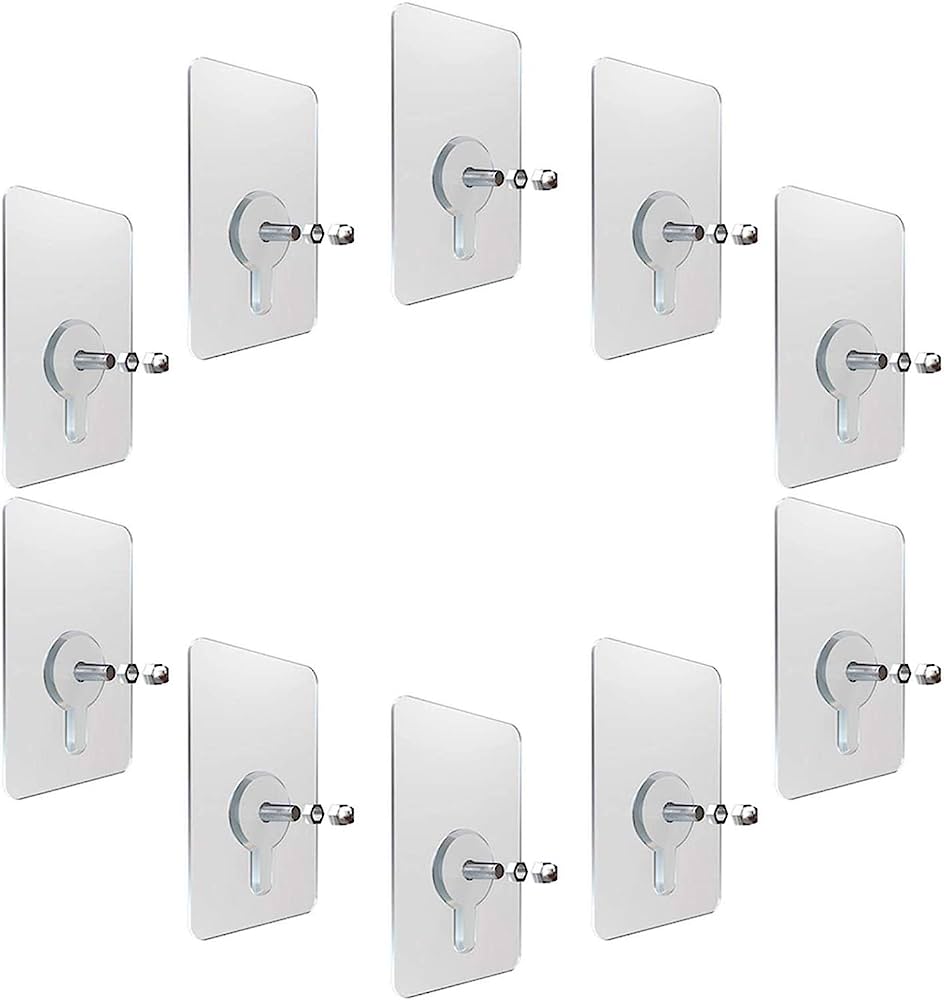 Picture of 10 pcs Strong Adhesive Seamless Sticky Wall Hook Nail Mounting Rack Screw Rod Non Marking Screw Stickers Wall Picture Hook Kits