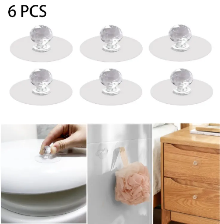 Picture of Punch-free Crystal Drawer Handle Self-Adhesive Acrylic Transparent Cabinet Wardrobe Furniture