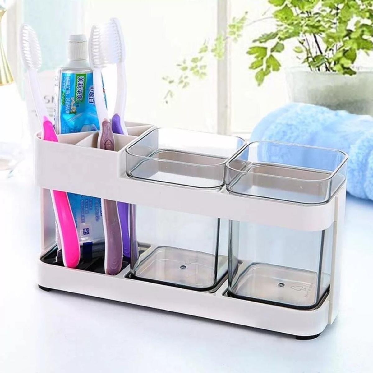 Picture of 1pcs Toothbrush Holder Automatic Toothbrush Dispenser Holder Electric Toothbrush Storage Box Bathroom 3 chamber