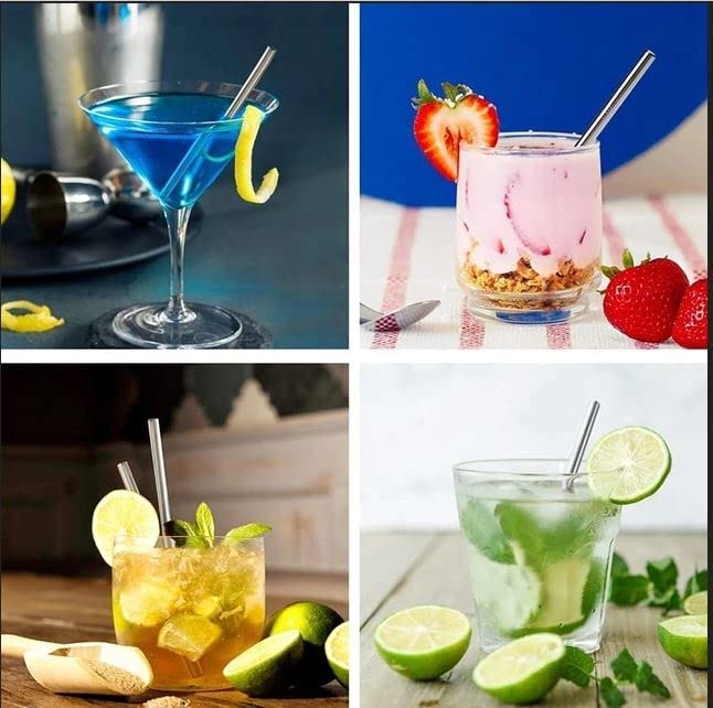 Picture of Reusable BPA-Free Metal, Thick, Long, Dishwasher Safe Stainless Steel Drinking Straws, 10.5 Inches (1 Bend and 1 Straight and 1 Cleaning Brushes) (Pack of 3)