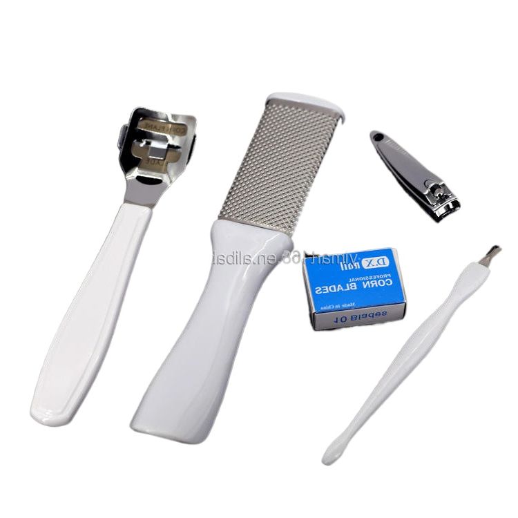 Picture of 5 in 1 White Foot Pedicure Kit With Nail Clippers Callus Corn Hard Skin Remover Shaver