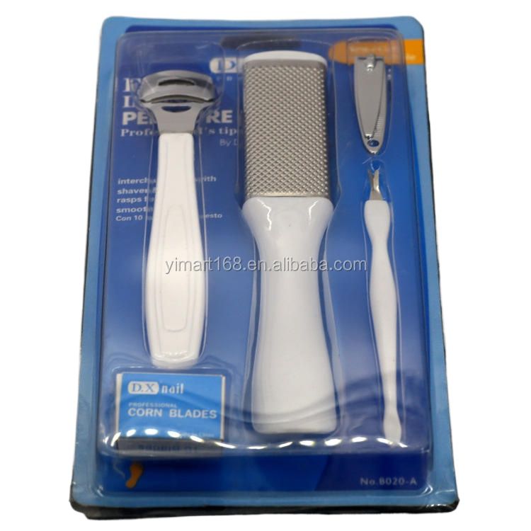 Picture of 5 in 1 White Foot Pedicure Kit With Nail Clippers Callus Corn Hard Skin Remover Shaver