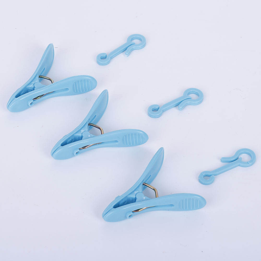 Picture of Folding plastic clothes hanger pegs with 12 clips socks drying hanger set