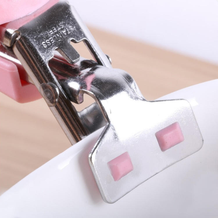 Picture of Anti Skid Stainless Steel Hot Dish Retriever Tongs Pizza Pan Pot Pan Gripper Bowl Clip With Silicone Handle clip