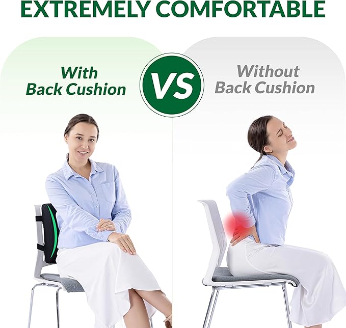 Picture of Lumbar Support Pillow for Office Chair Car Seat,Charcoal Memory Foam Chair Back Cushion for Back Pain Relief chair Pillow