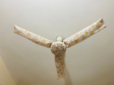 Picture of Complete Coverage Fan Cover Long/short Style Electric Fan Dust Cover Washable Reusable Moisture-proof Dustproof Household Supplies for Ceiling Fan Soft Printed Cover