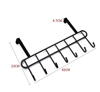 Picture of Multi-Alloy Steel Functional Steel Over The Door Hook Hanger Organizer | Wall Hook Rack | for Hanging Clothes | Door Storage Coat Hooks Behind The Door Organizer (Black)