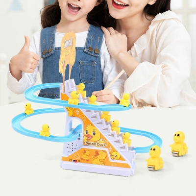 Picture of Duck Slide Stairs Toy Burrs-free Electric Light Music Amusement Climb Stairs Toy with 9 duck
