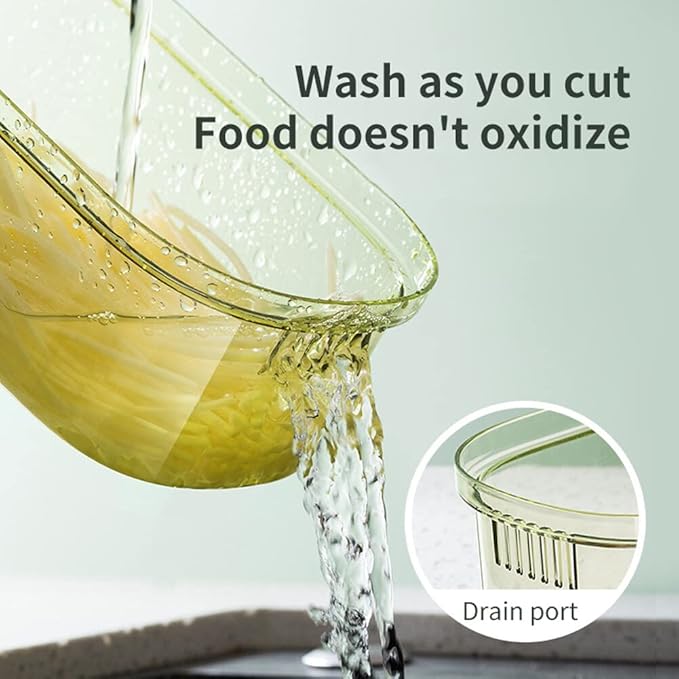 Picture of 6-in-1 Mandoline Slicer For Kitchen, Adjustable Food Slicer with 6 Stainless Steel Blades, Vegetable Slicer Julienne Cutter Cheese Grater with Hand Guard and Container