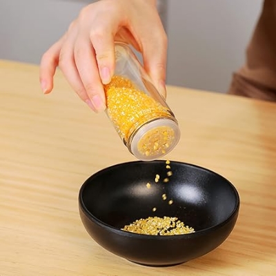 Picture of Stainless Steel & Glass Spice Jar Set - 12 Jars Rotating Kitchen Spice Rack