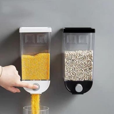 Picture of Wall Mounted Press Cereals Dispenser Grain Storage Box Dry Food Container Organizer box