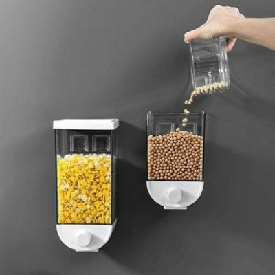 Picture of Wall Mounted Press Cereals Dispenser Grain Storage Box Dry Food Container Organizer box