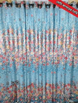 Buy curtain-porda-synthetic-curtains-indian-porda-window-protector-4380-inch-standard-size-4-kuchi-curtain-blue-flower-art- at Best Price In Bangladesh