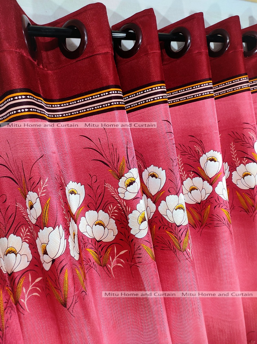 Buy curtain-porda-synthetic-curtains-indian-porda-window-protector-4380-inch-standard-size-4-kuchi-curtain-pink-flower-art- at Best Price In Bangladesh