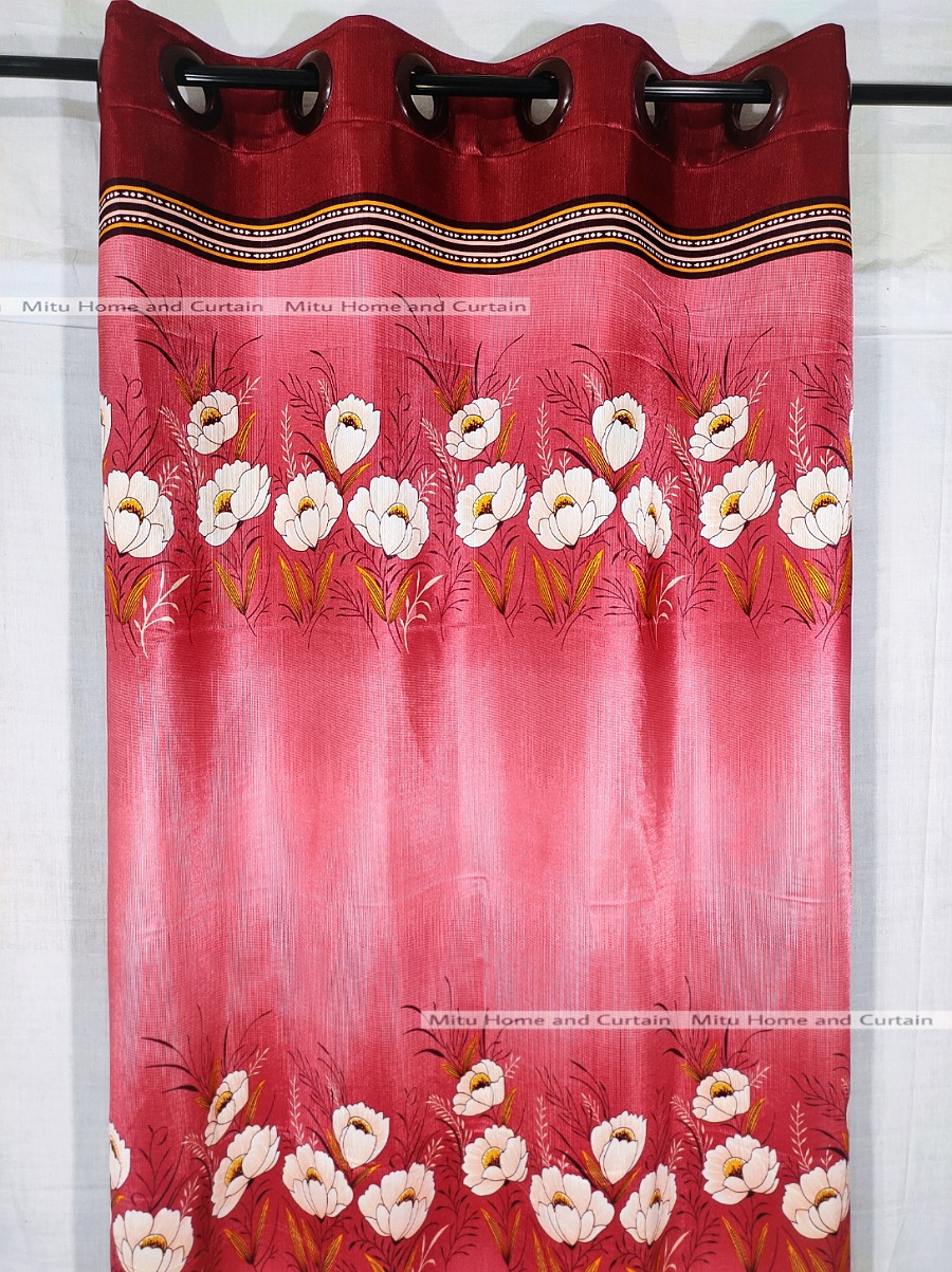 Buy curtain-porda-synthetic-curtains-indian-porda-window-protector-4380-inch-standard-size-4-kuchi-curtain-pink-flower-art- at Best Price In Bangladesh