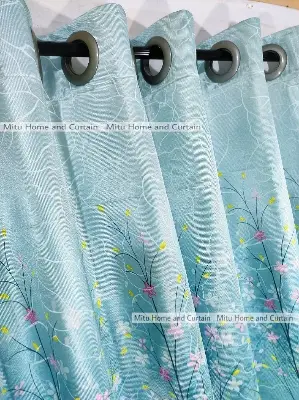 Buy curtain-porda-synthetic-curtains-indian-porda-window-protector-4380-inch-standard-size-4-kuchi-curtain-sky-blue-flower-art- at Best Price In Bangladesh