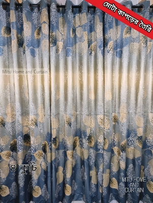 Buy curtain-porda-synthetic-curtains-indian-porda-window-protector-4380-inch-standard-size-4-kuchi-curtain-blue-leaf-art- at Best Price In Bangladesh