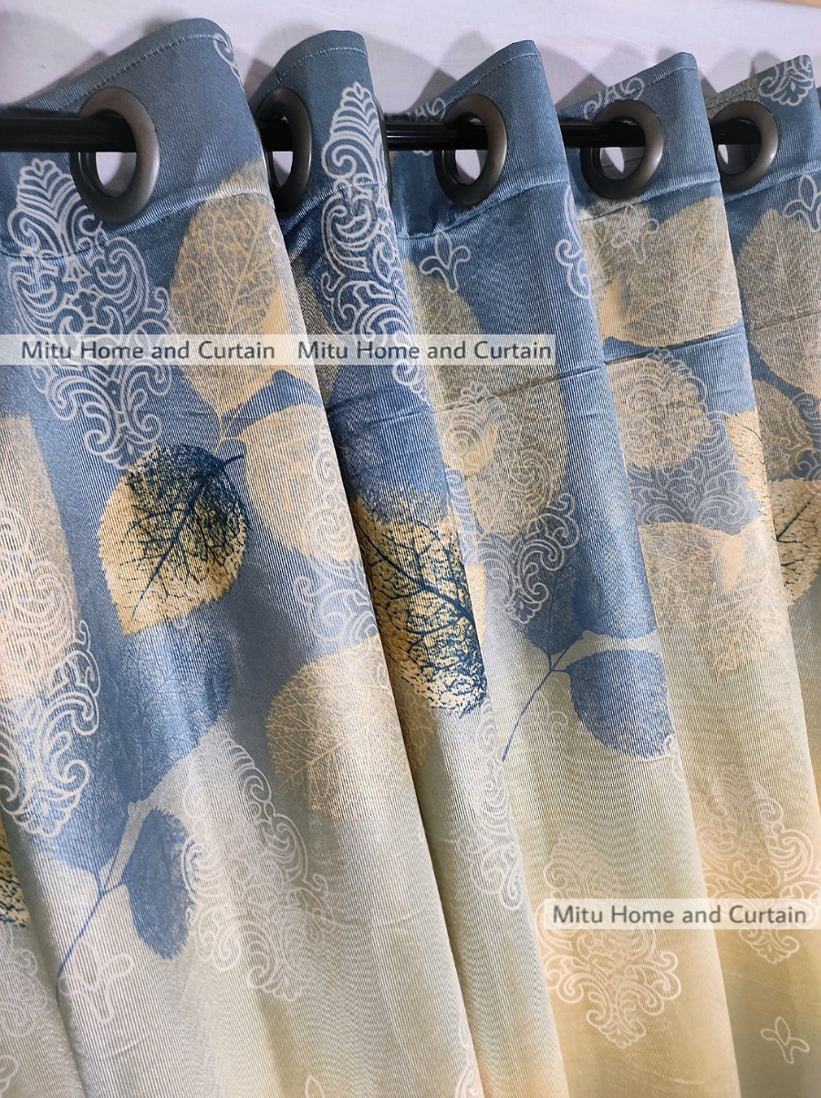 Buy curtain-porda-synthetic-curtains-indian-porda-window-protector-4380-inch-standard-size-4-kuchi-curtain-blue-leaf-art- at Best Price In Bangladesh