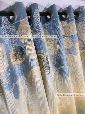 Buy curtain-porda-synthetic-curtains-indian-porda-window-protector-4380-inch-standard-size-4-kuchi-curtain-blue-leaf-art- at Best Price In Bangladesh