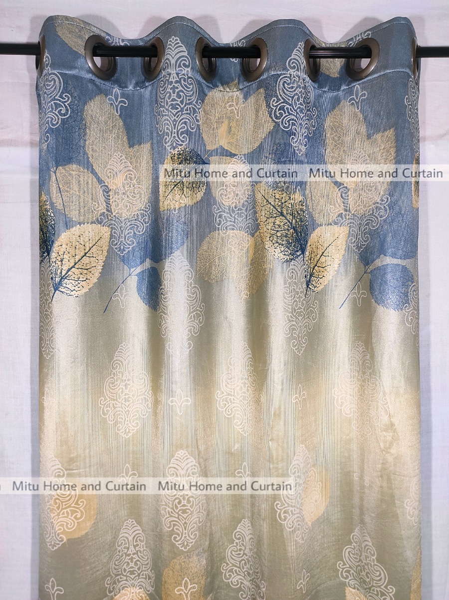 Buy curtain-porda-synthetic-curtains-indian-porda-window-protector-4380-inch-standard-size-4-kuchi-curtain-blue-leaf-art- at Best Price In Bangladesh