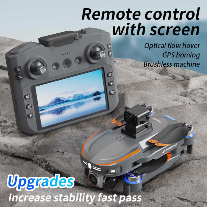 Picture of BIG [REMOTE DISPLAY] G.P.S Drone With Laser Sensor 4K Dual Cameras Foldable Quadcopter Obstacle Avoidance Optical Wifi Gimbal Helicopter Drone Professional 3 Batteries (8GB Memory + Card Reader Free)