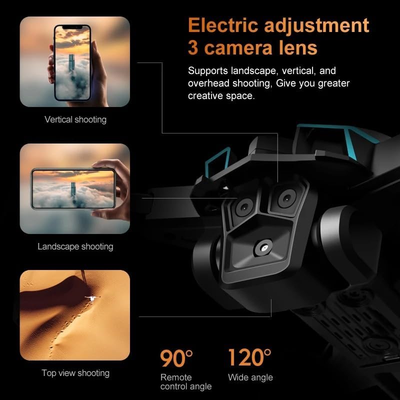 Picture of Drone 4k Profesional HD Camera Obstacle Avoidance Aerial Photography Brushless Motor Foldable Quadcopter(Three 6K Camera)