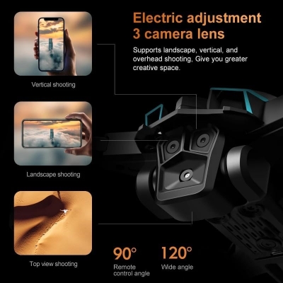 Picture of Drone 4k Profesional HD Camera Obstacle Avoidance Aerial Photography Brushless Motor Foldable Quadcopter(Three 6K Camera)