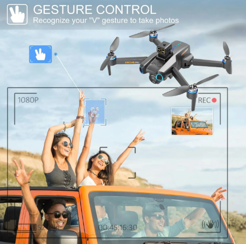 Picture of Optical Flow Avoidance Four-Axis Brushless Drone 1080P HD FPV Camera Wifi RC Quadcopter, 360° Flip, Waypoint Flight Black 2 Batteries DH