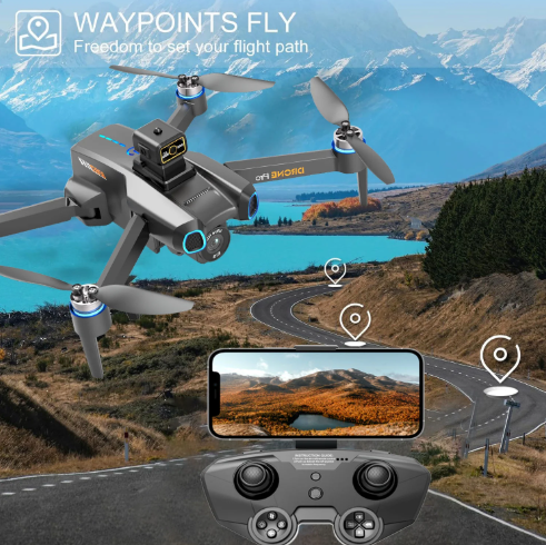 Picture of Optical Flow Avoidance Four-Axis Brushless Drone 1080P HD FPV Camera Wifi RC Quadcopter, 360° Flip, Waypoint Flight Black 2 Batteries DH