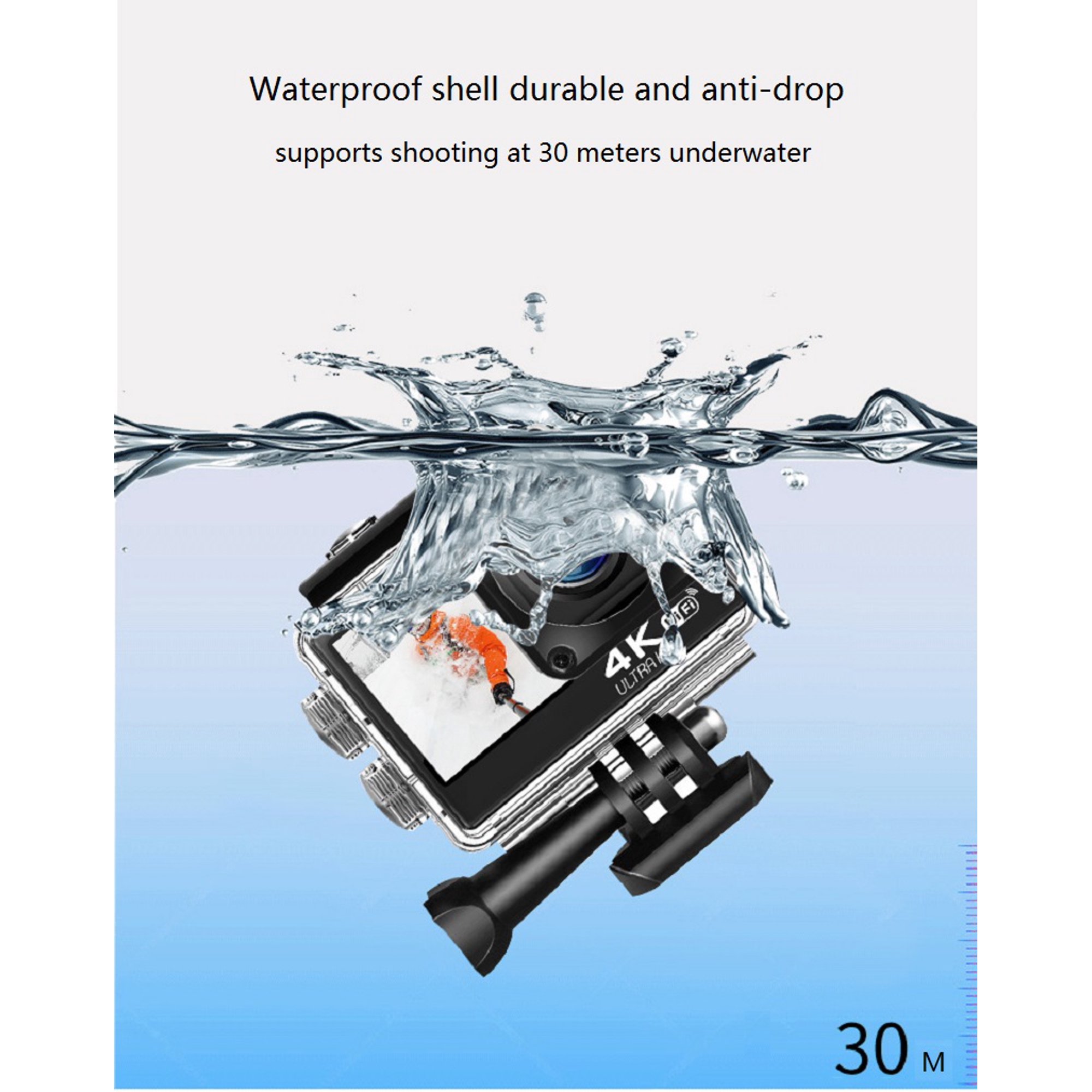 Picture of AUSEK Q60TR WIFI 4K WIFI 60Fps Ultra HD Waterproof Sports Action Camera - COMBO PACK (2 Battery, Charger, Microphone, Remote)