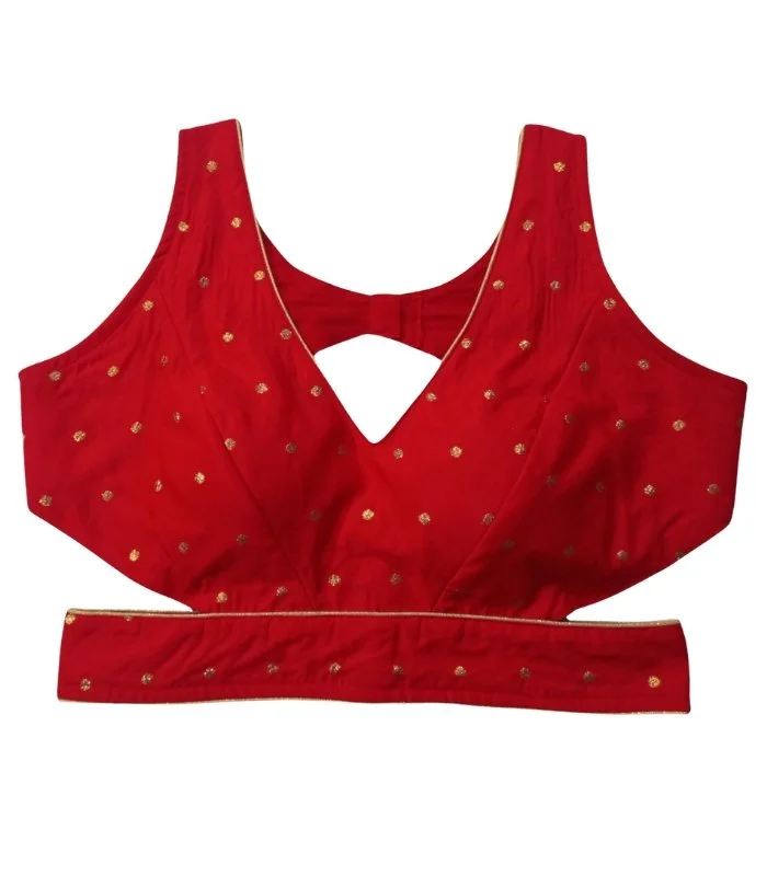 Picture of Red Color Katan Blouse For Girls