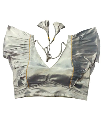 Picture of Latest Silver Colour Blouse For Women