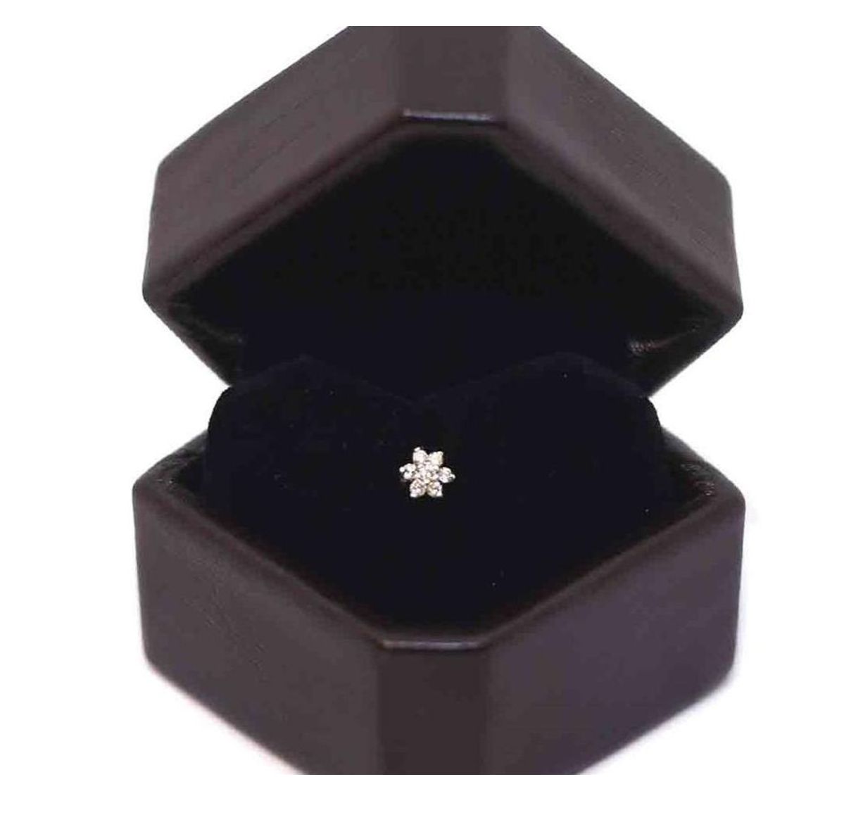 Picture of L Shape Party Nose Pin Fashionable 9 Stone Nose Pin 1pcs