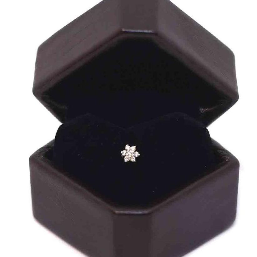 Picture of L Shape Party Nose Pin Fashionable 9 Stone Nose Pin 1pcs