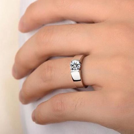 Picture of CZ Sterling Silver Wedding Ring for Men Gentleman