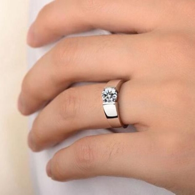 Picture of CZ Sterling Silver Wedding Ring for Men Gentleman