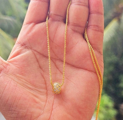 Picture of 14k Gold Necklace With Round Halo Pendant, Zircon Pendant Necklace, Gift for Her, Pendant Necklaces, 1st Anniversary Gift