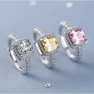 Picture of 3 Color Combo Micro Diamond Cut Zircon Adjustable Ring For girls
