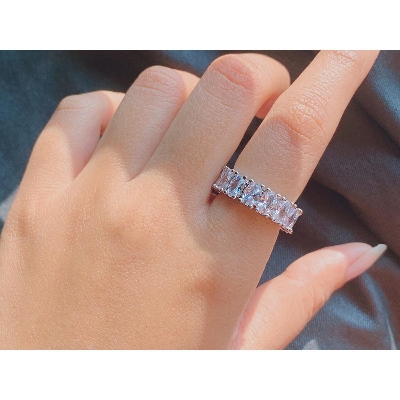 Picture of Emerald Cut Zirconia Wedding Engagement Bridal Ring-Ring For Girls