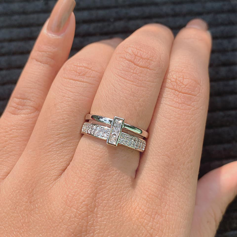 Picture of 1 Piece Simple Style Double Layer Zircon Stone Ring For Women Special Gift For Her