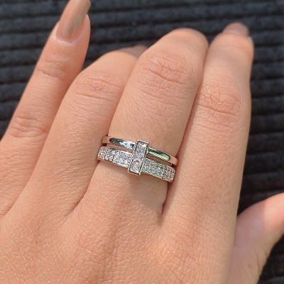 Picture of 1 Piece Simple Style Double Layer Zircon Stone Ring For Women Special Gift For Her