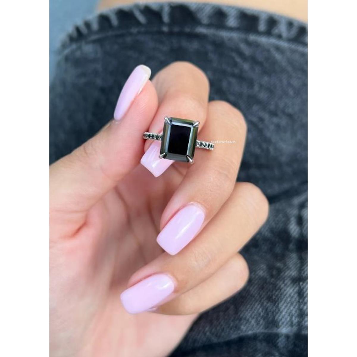 Picture of Sterling Silver Ring- Onyx Engagement Ring- Promise Ring- Gemstone