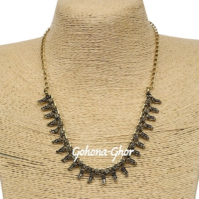 Picture of Oxidized Silver Afghani Art Design Pendant Chain Necklace for Women & Girls Black Silver Plated Alloy Necklace